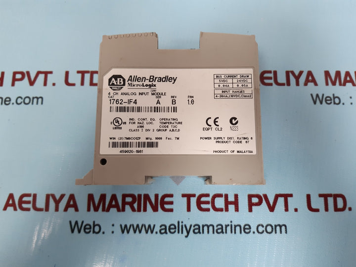 Allen-bradley 1762-if4 micro logix 1200 4 ch.current/voltage analog input module