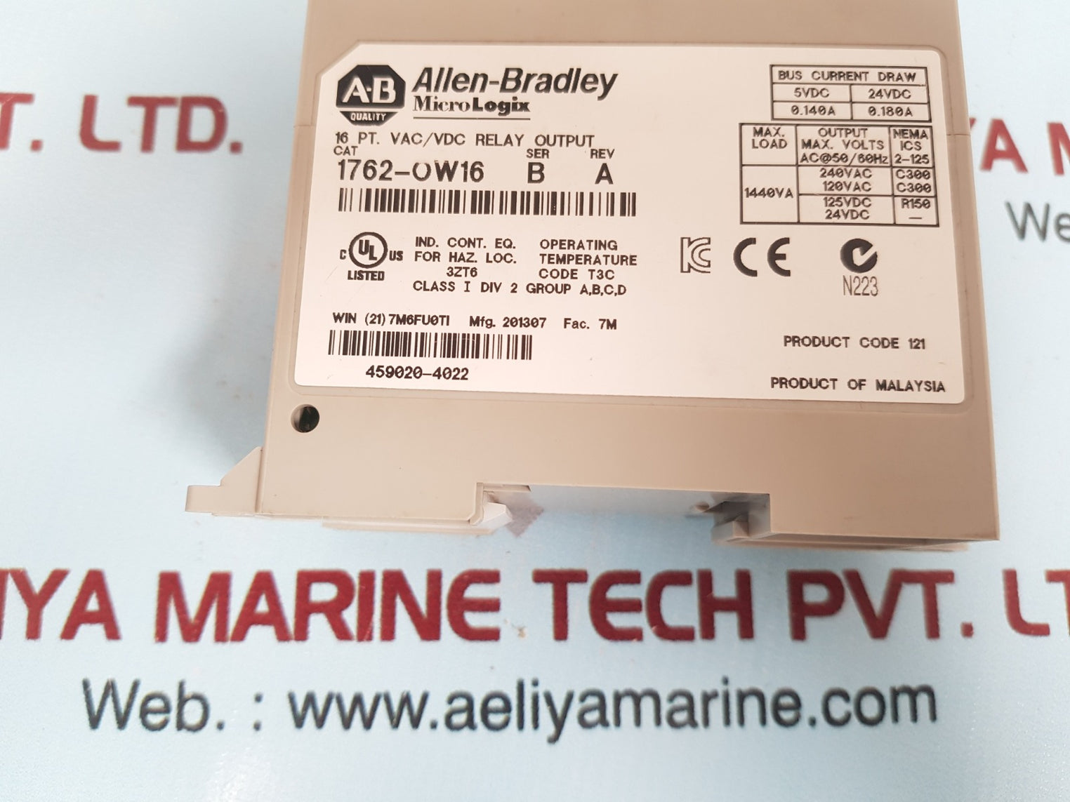 Allen-bradley micrologix 1762-ow16 relay output module 