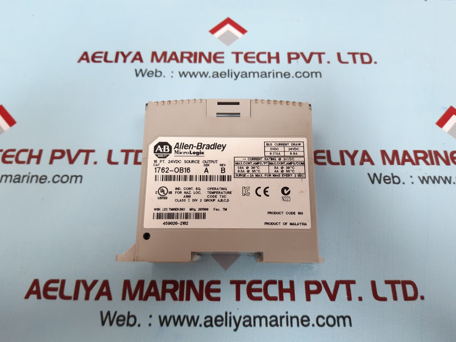Allen-bradley 1762-ob16 micrologix 16 pt.24vdc source output module ser a rev b