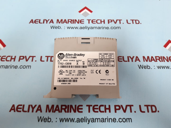 Allen-bradley 1762-ob16 micrologix 16 pt.24vdc source output module ser a rev b