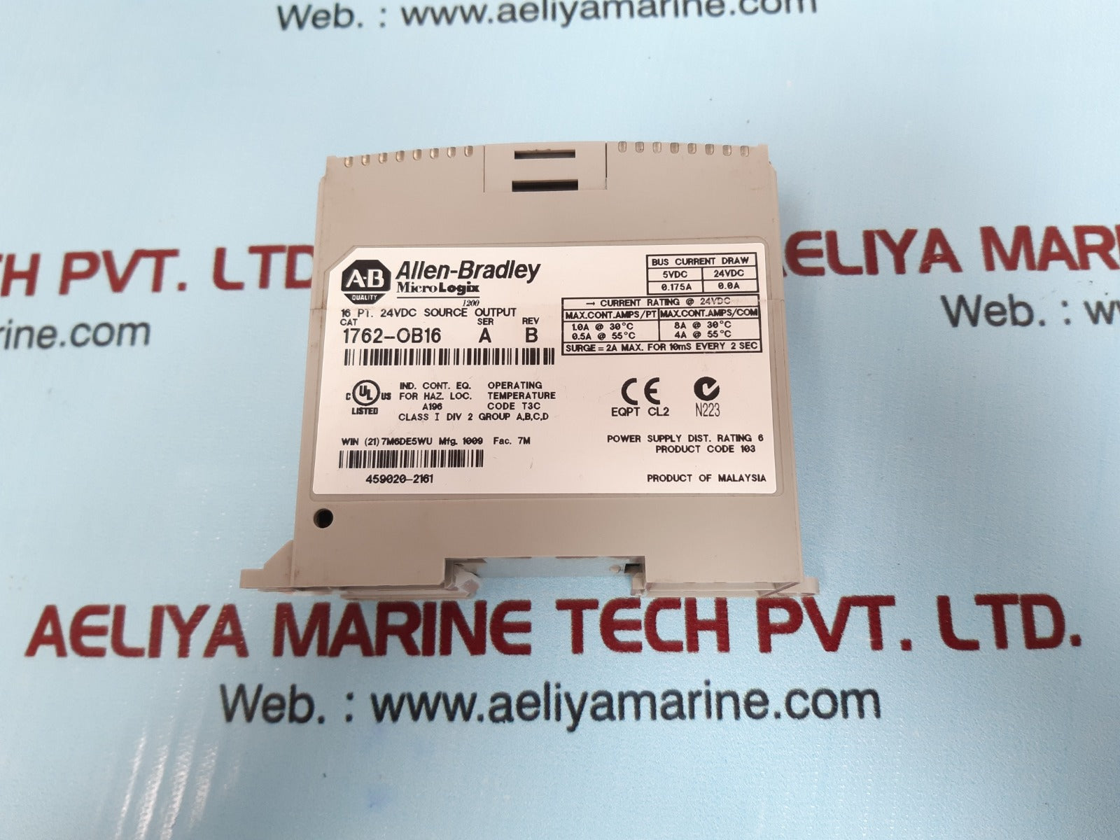 Allen-bradley 1762-ob16 micro logix 1200 16 pt.24vdc source output module ser.a