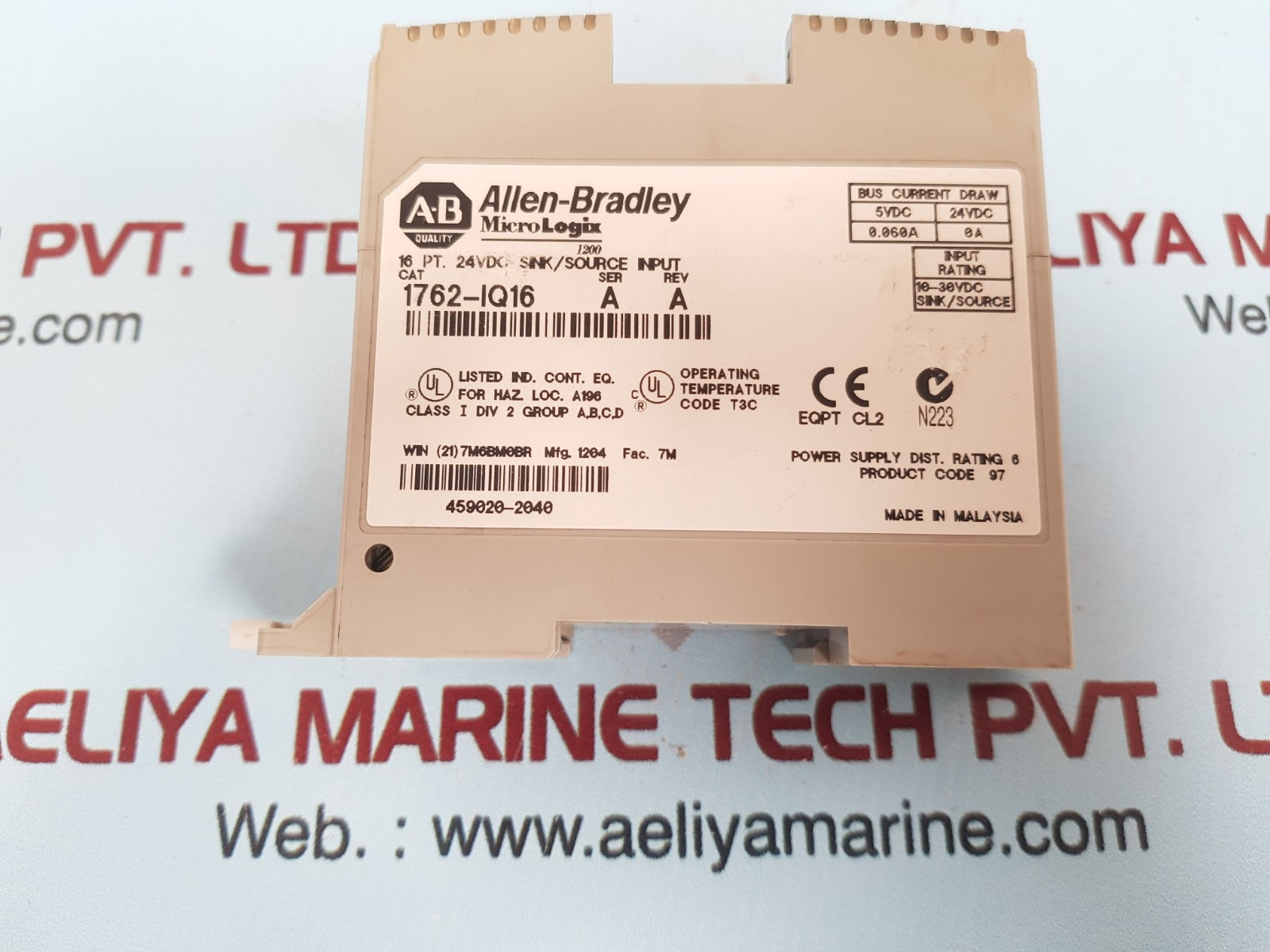 Allen-bradley micrologix 1200 1762-iq16 sink/source input