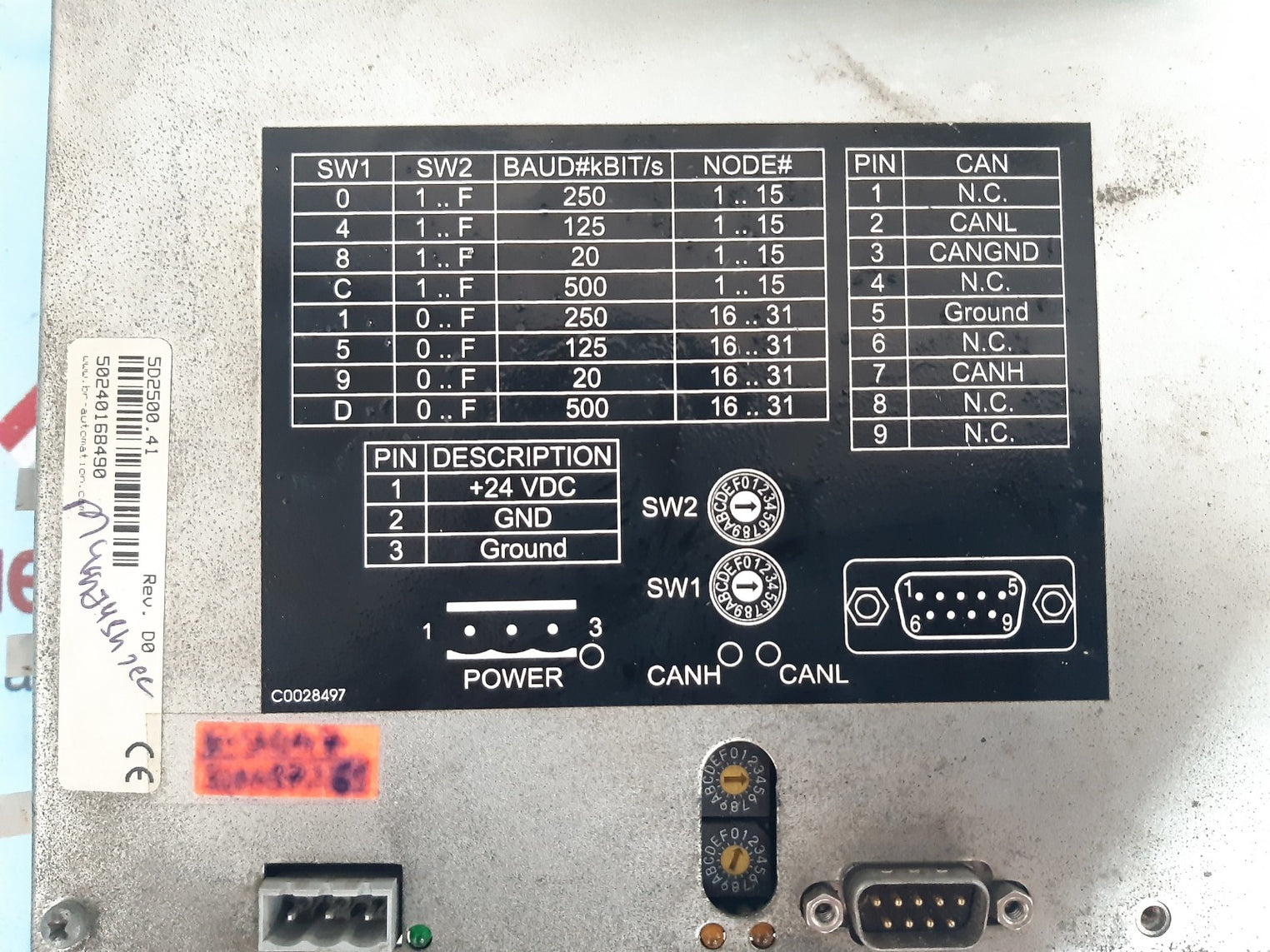 B&R 5d2500.41 display control panel 
