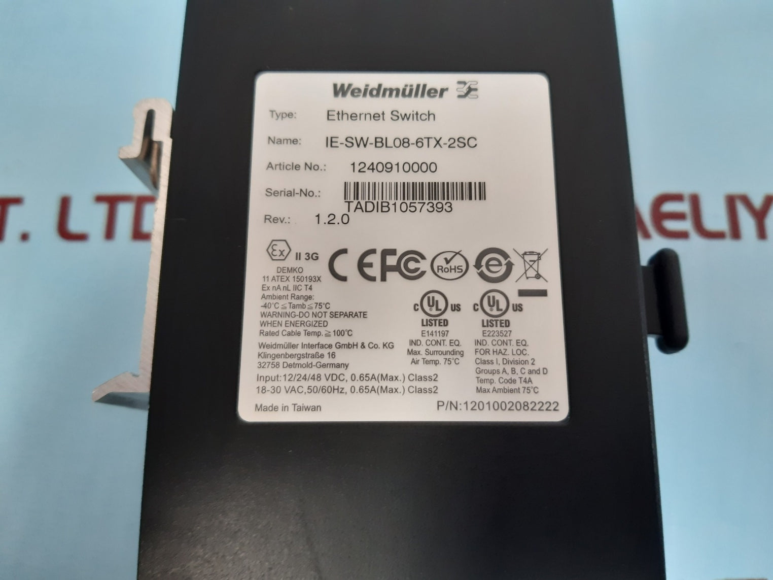 Weidmuller 1240910000 ethernet switch ie-sw-bl08-6tx-2sc