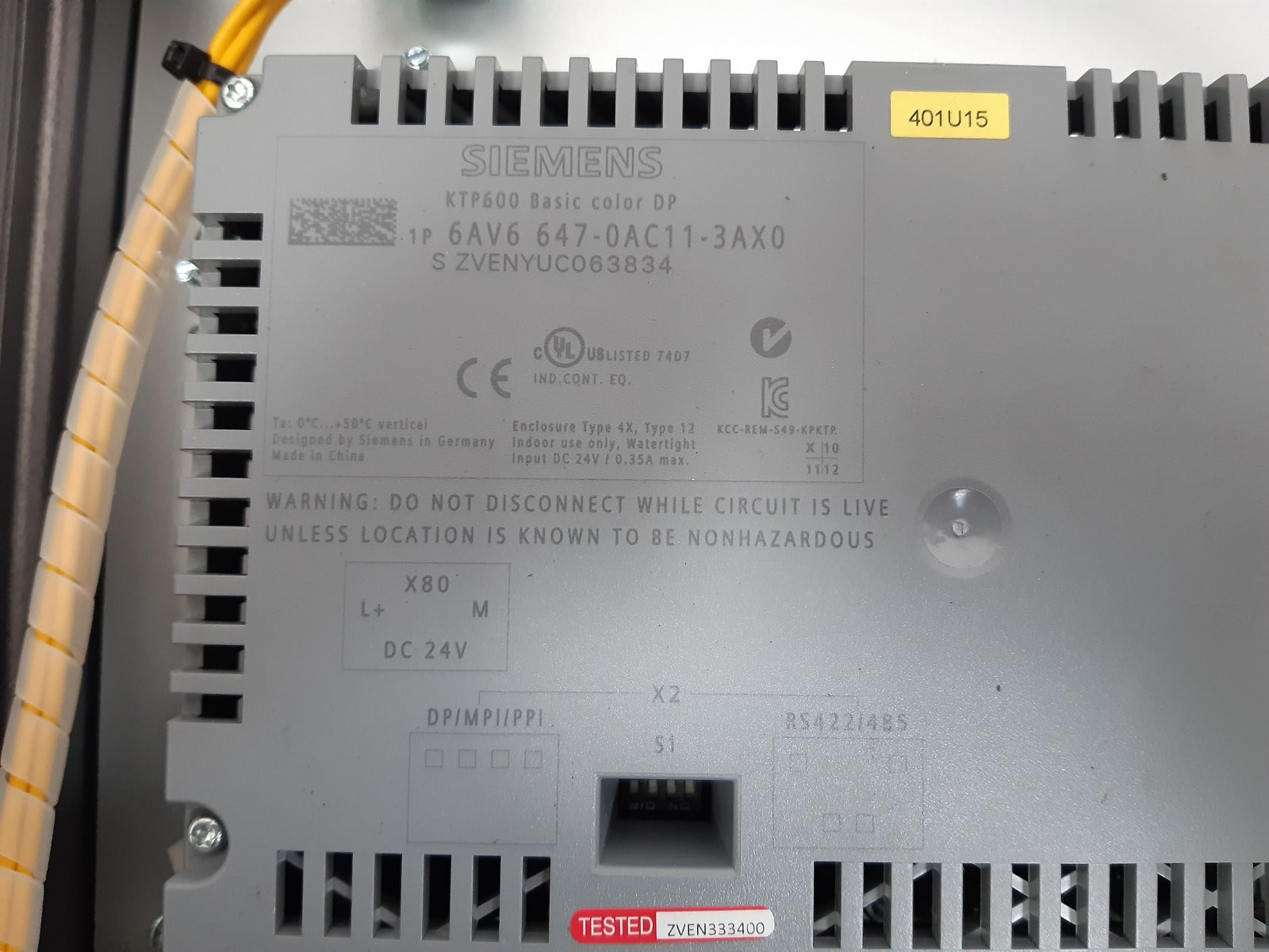 Siemens ktp600 basic color dp 6av6 647-0ac11-3ax0 touch panel 