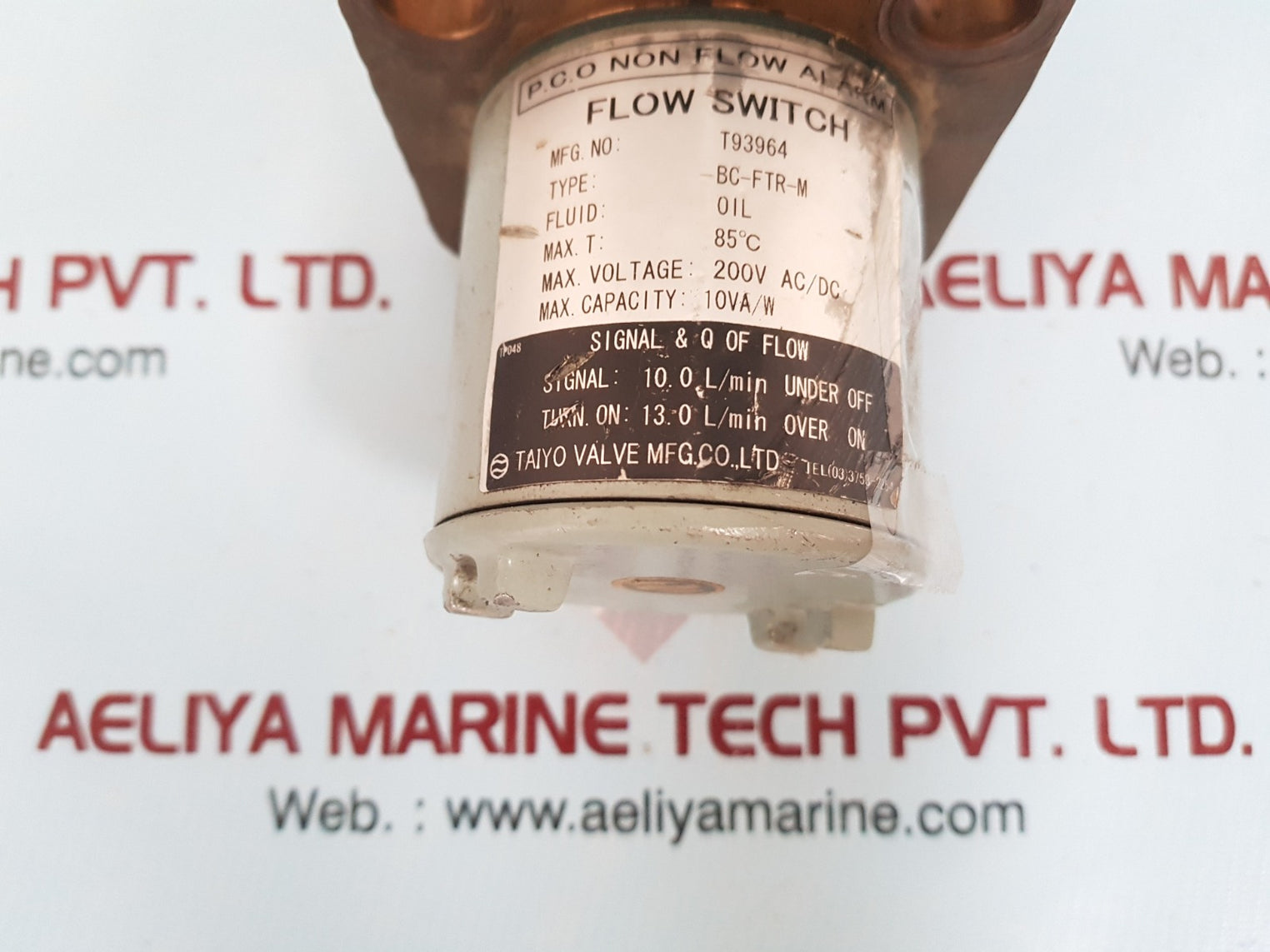 Taiyo bc-ftr-m flow switch 85ºc