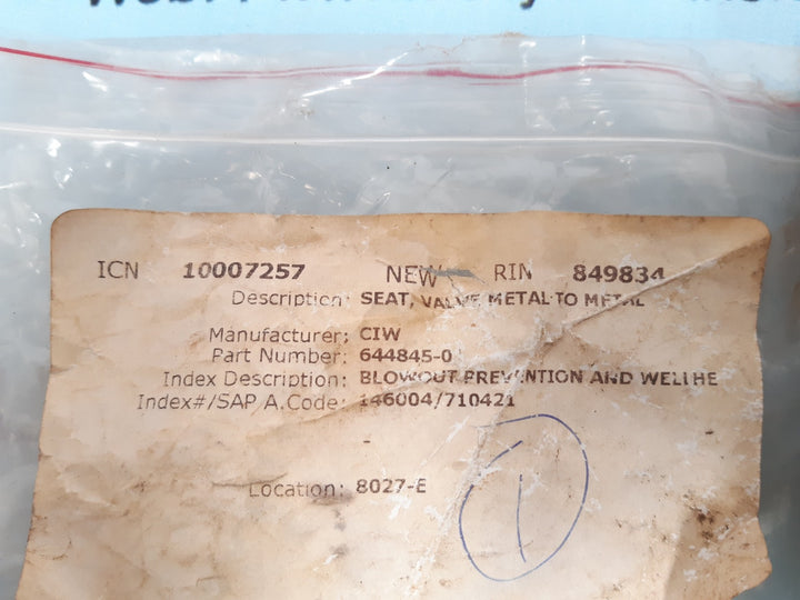 Ciw 644845-01 seat valve 