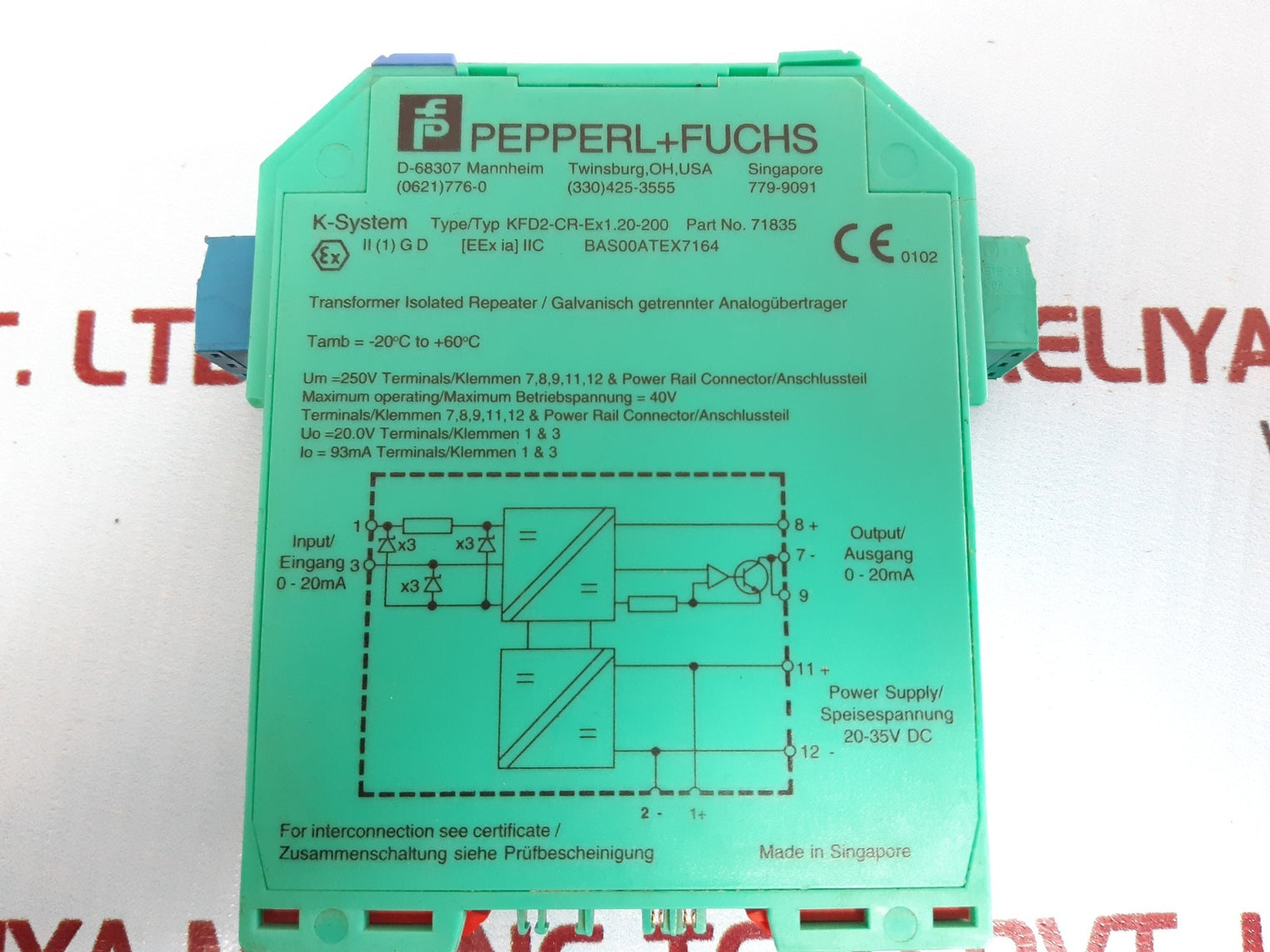 Pepperl+fuchs kfd2-cr-ex1.20-200 transformer isolated repeater 71835