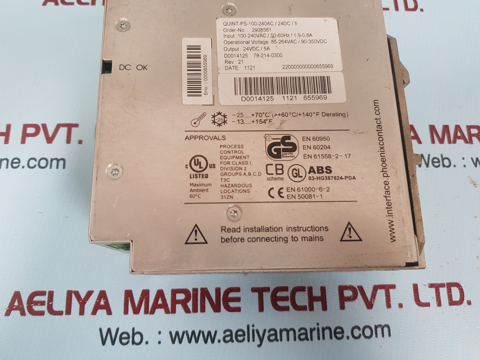Phoenix contact quint-ps-100-240ac/24dc/5 power supply