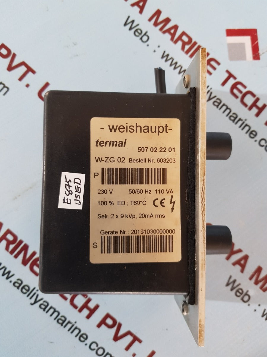 Weishaupt w-zg 02 ingnition unit transformer 603203