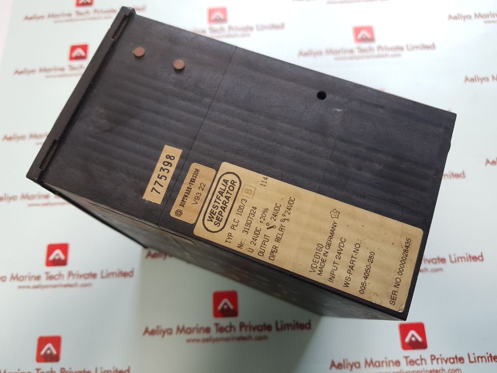 Westfalia plc 100/3 b separator 005-4050-280 software-version v93.22