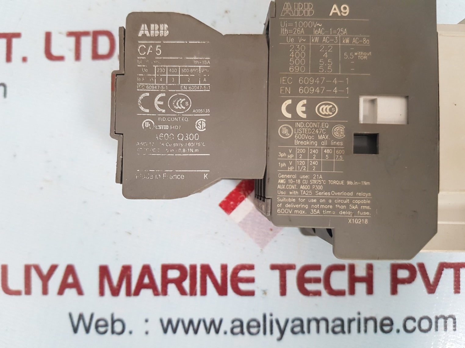 Abb Ca5-22E With A9 Contactor 1000V Aux Block