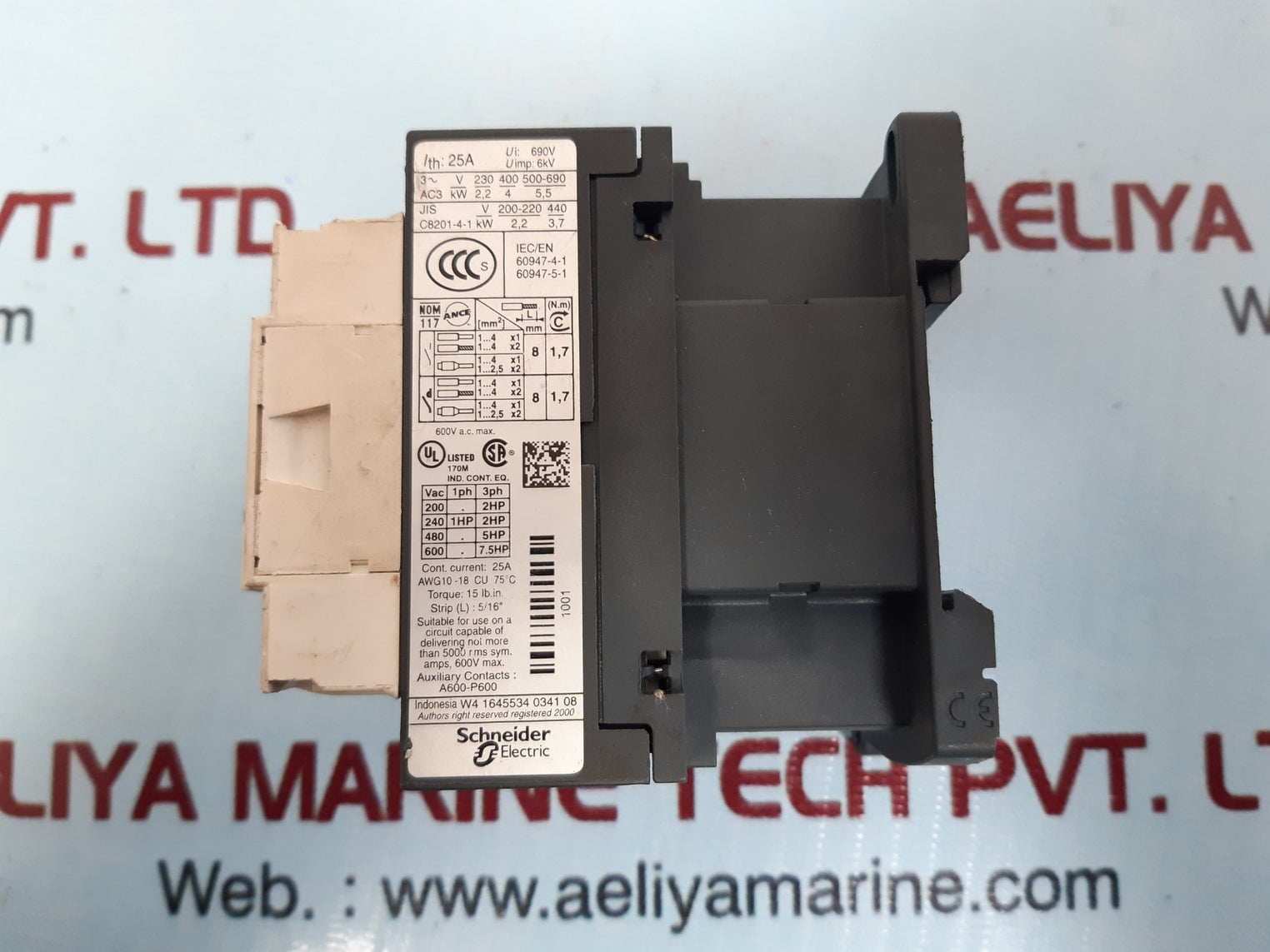 Schneider Electric/Telemecanique Lc1 D09 Contactor 600V A.C. Max