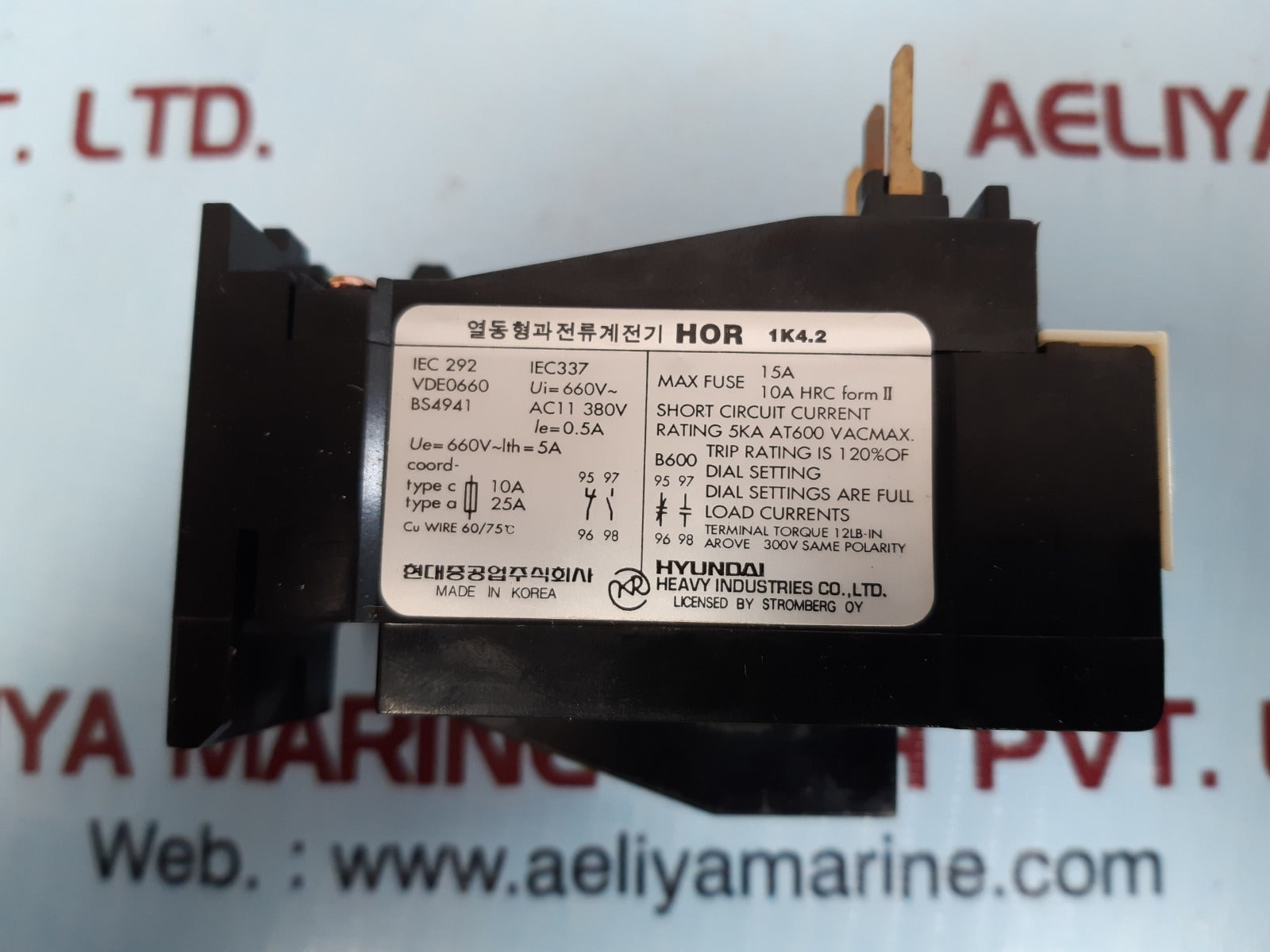 Hyundai Hor 1K 4.2 Thermal Overload Relay 5Ka At 600 Vac Max