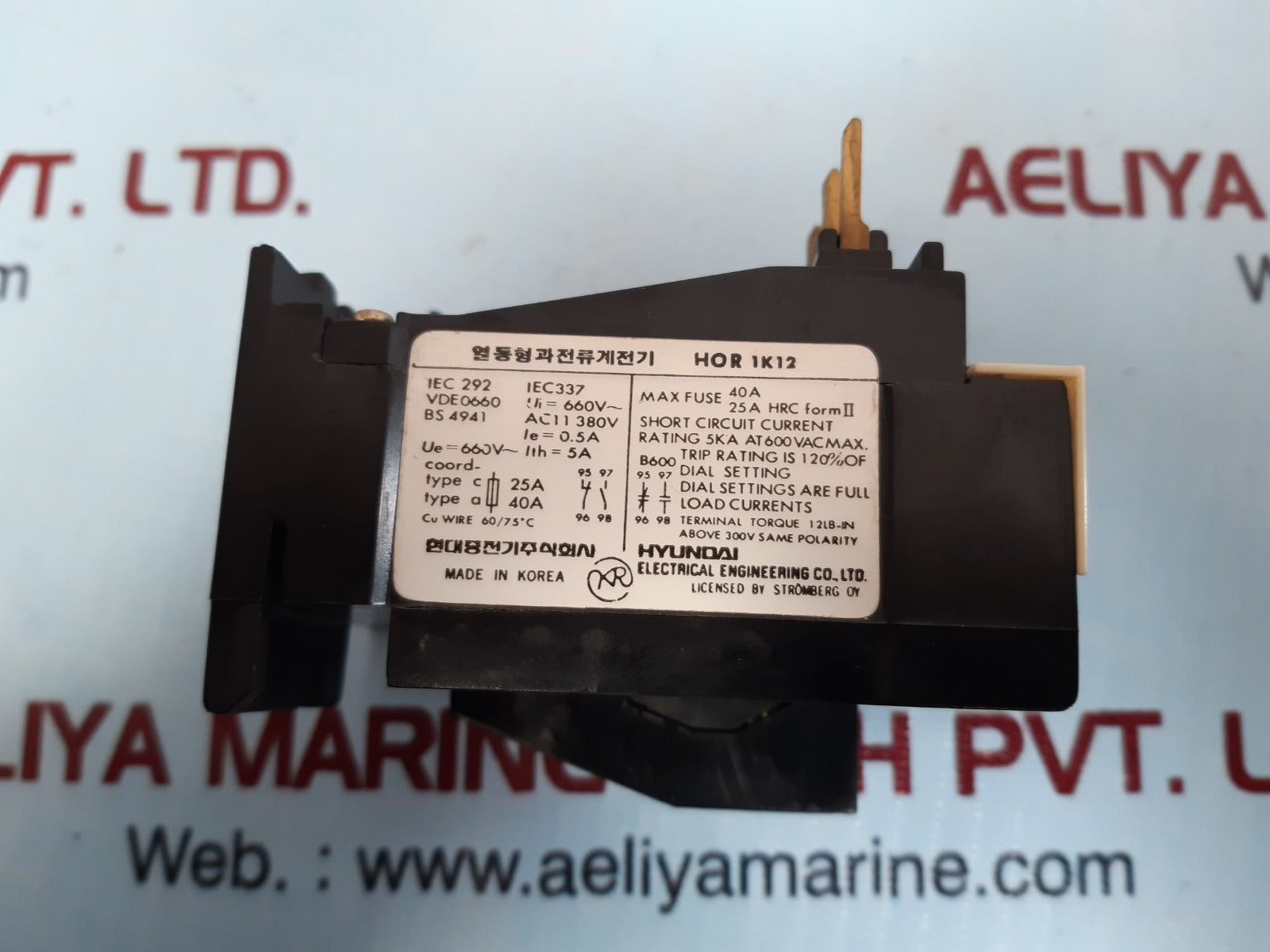 Hyundai Hor 1K Thermal Overload Relay Hor 1K 12 Max Fuse 40A