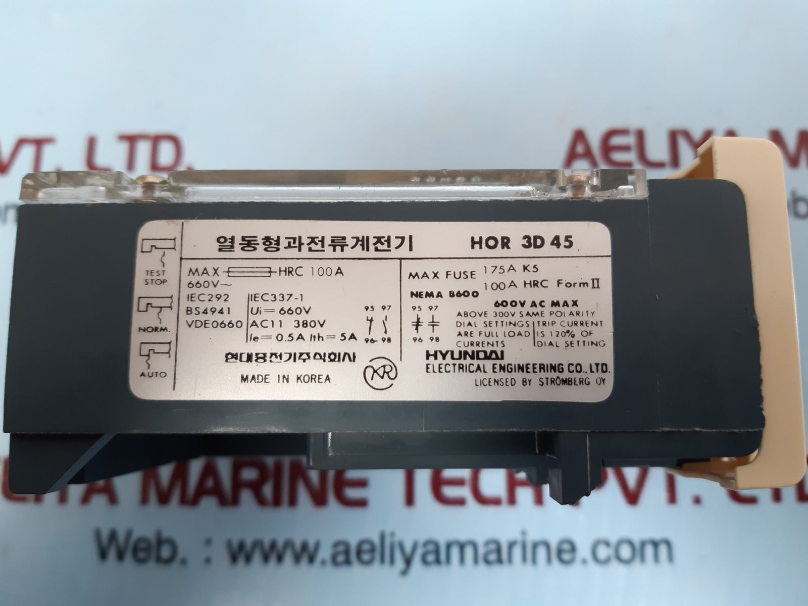 Hyundai Hor 3D 45 Electrical Contactor Max Hrc 100A