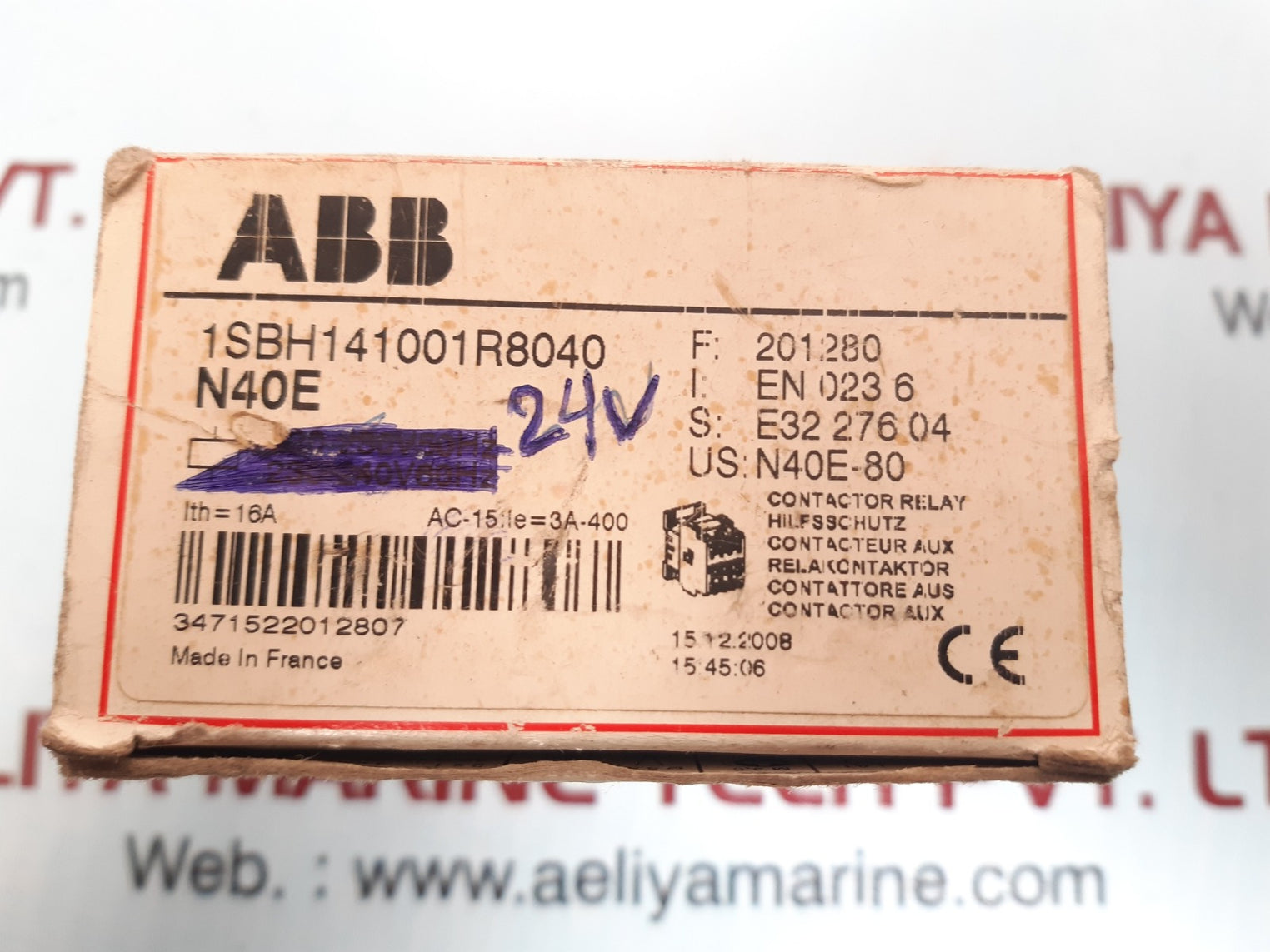 Abb n40e 24v 50hz-60hz contactor relay