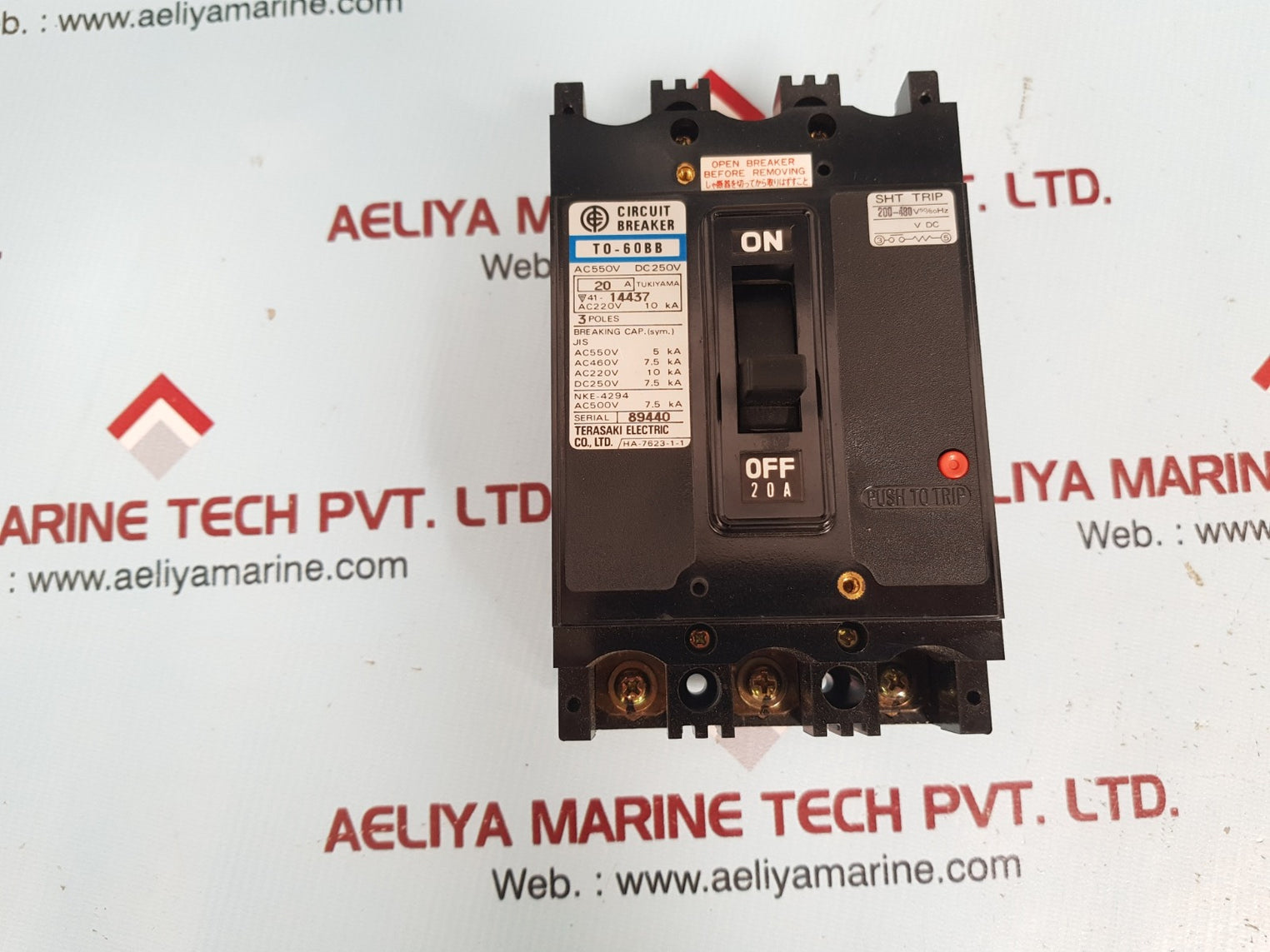 Terasaki T0-60Bb 3Pole Circuit Breaker 20A Ac550V Dc250V