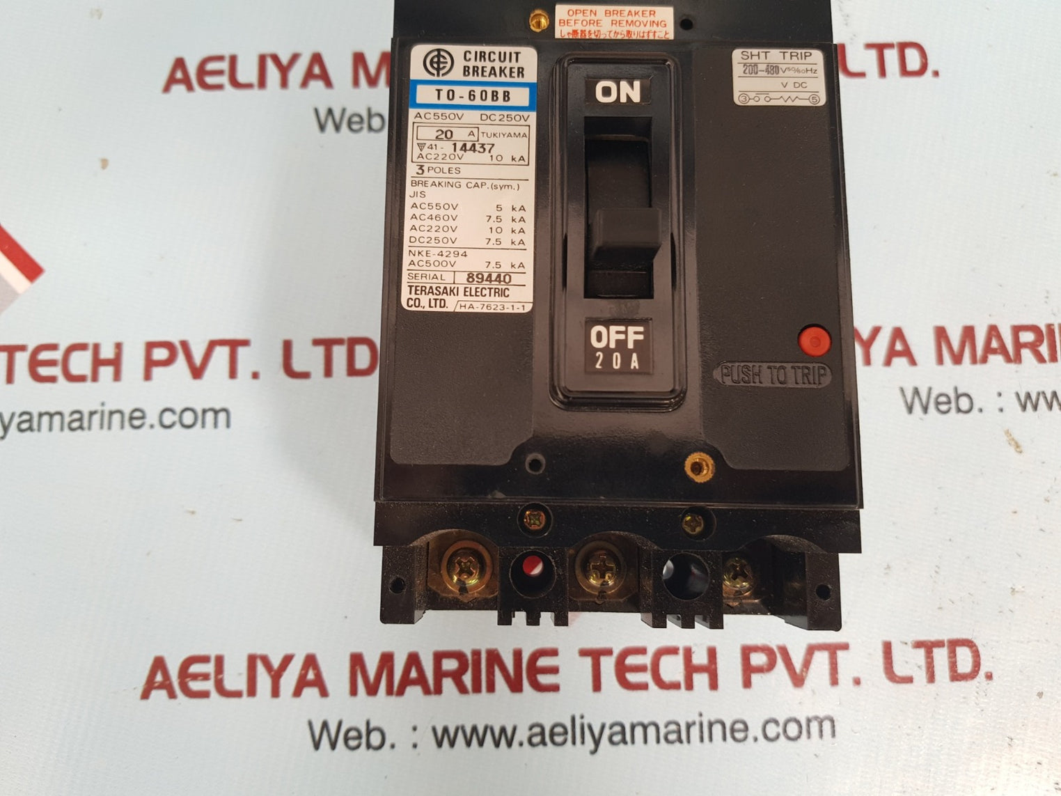 Terasaki T0-60Bb 3Pole Circuit Breaker 20A Ac550V Dc250V