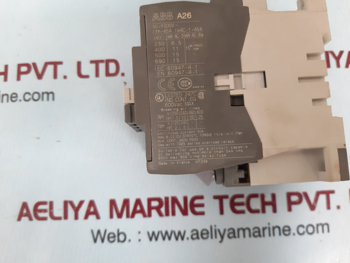 Abb a26-30-10 contactor 380-400v 50hz /400-415v 60hz