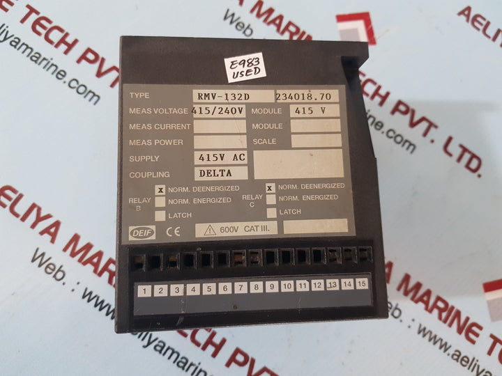 Deif Rmv-132D 234018.70 Voltage Protection Relay 415V Ac