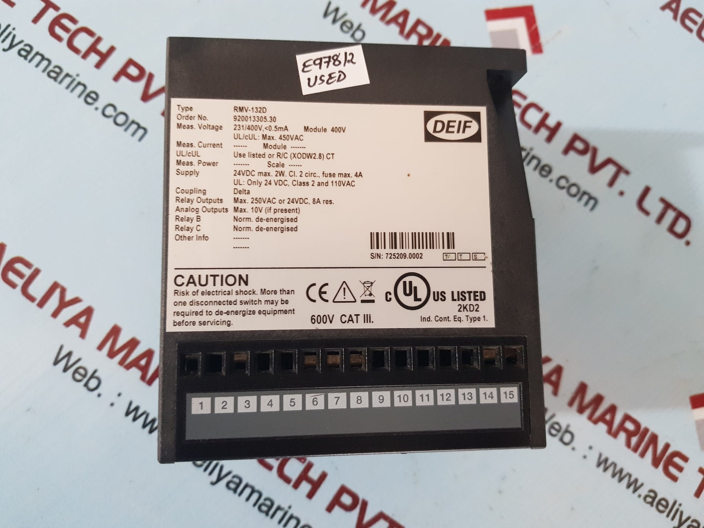 Deif Rmv-132D Voltage Protection Relay 250Vac