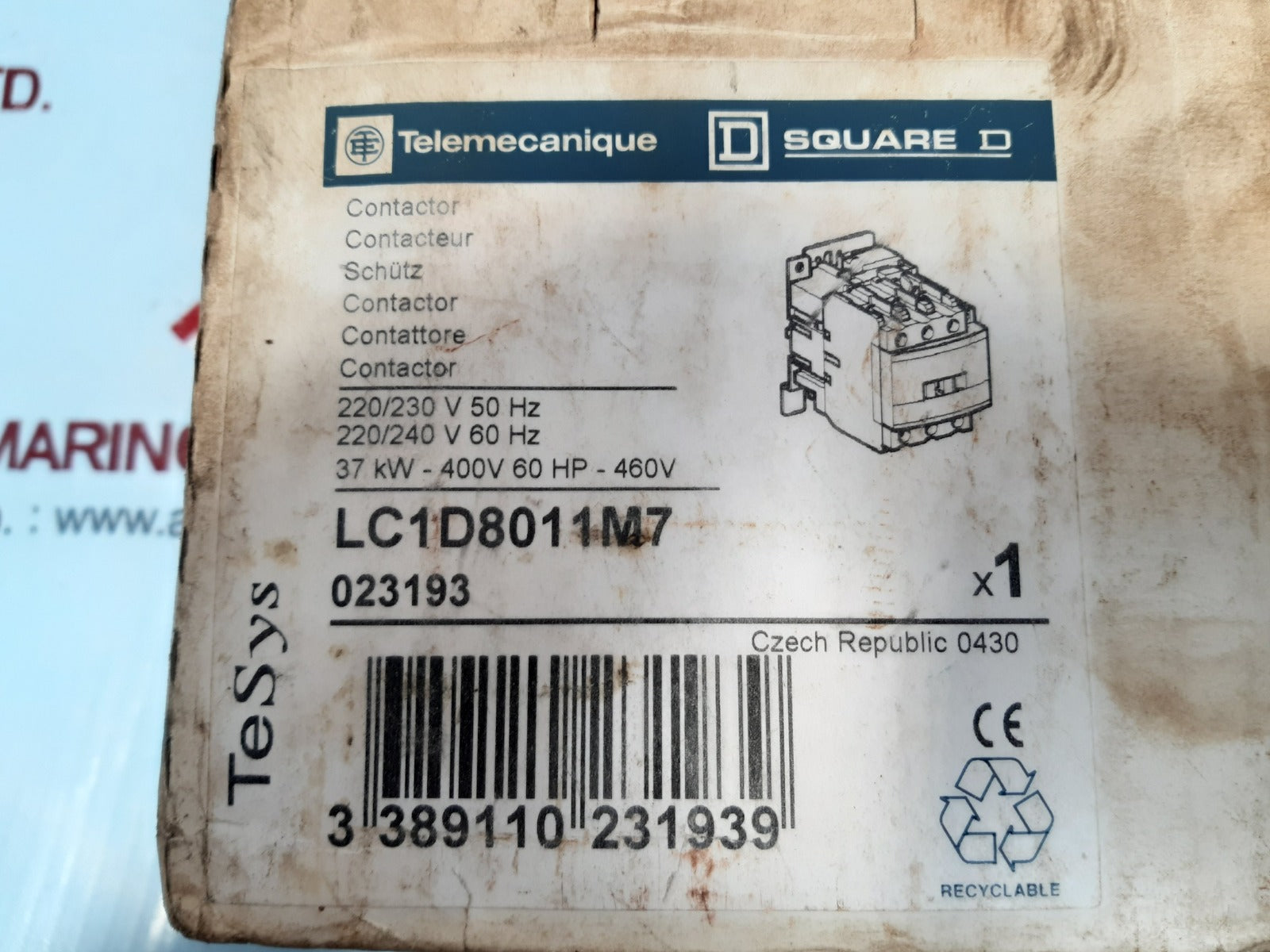Telemecanique lc1d8011m7 contactor 220/230v 50 hz 220/240v 60 hz