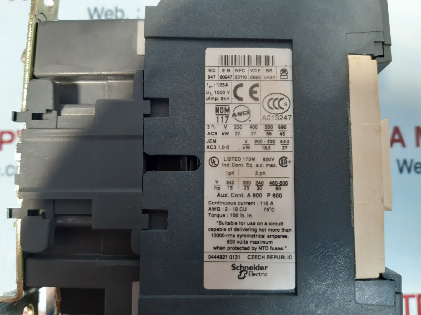 Telemecanique lc1d8011m7 contactor 220/230v 50 hz 220/240v 60 hz
