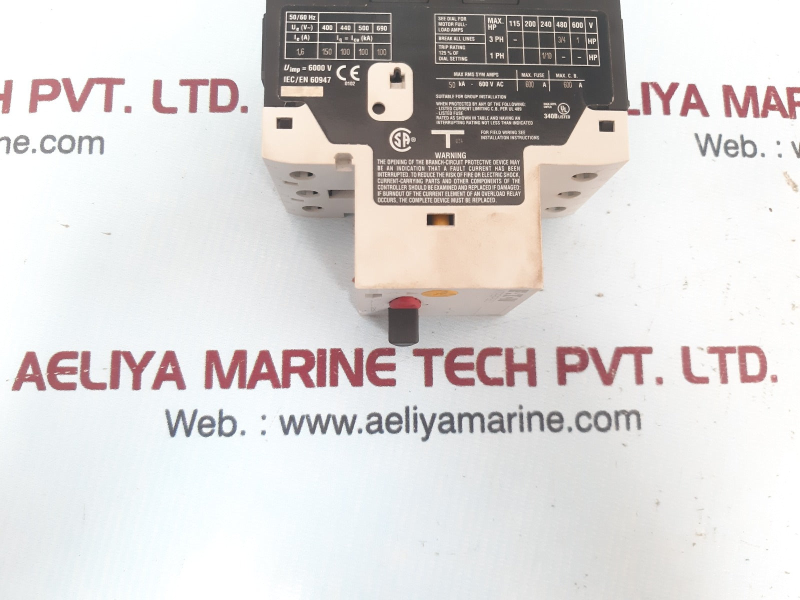 Eaton Xtpb1P6Bc1 Motor Protector Starter 600A