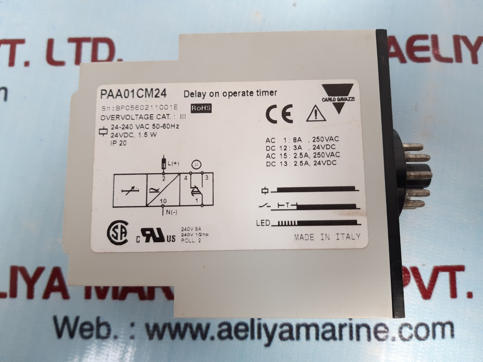 Carlo gavazzi paa01cm24 delay on operate timer 24-240 vac 50-60hz