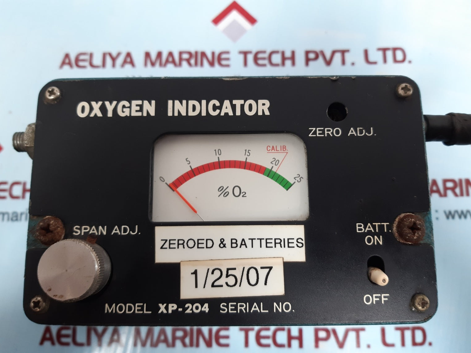 Zeroed & batteries xp-204 oxygen indicator