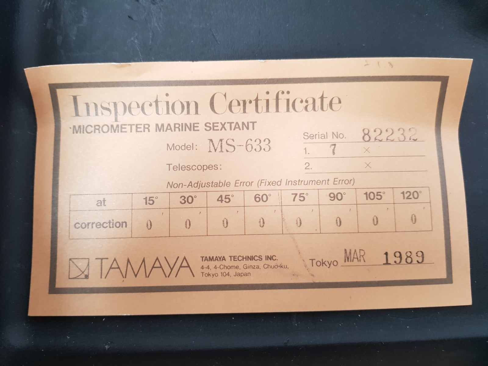 Tamaya ms-633 micrometer marine sextant