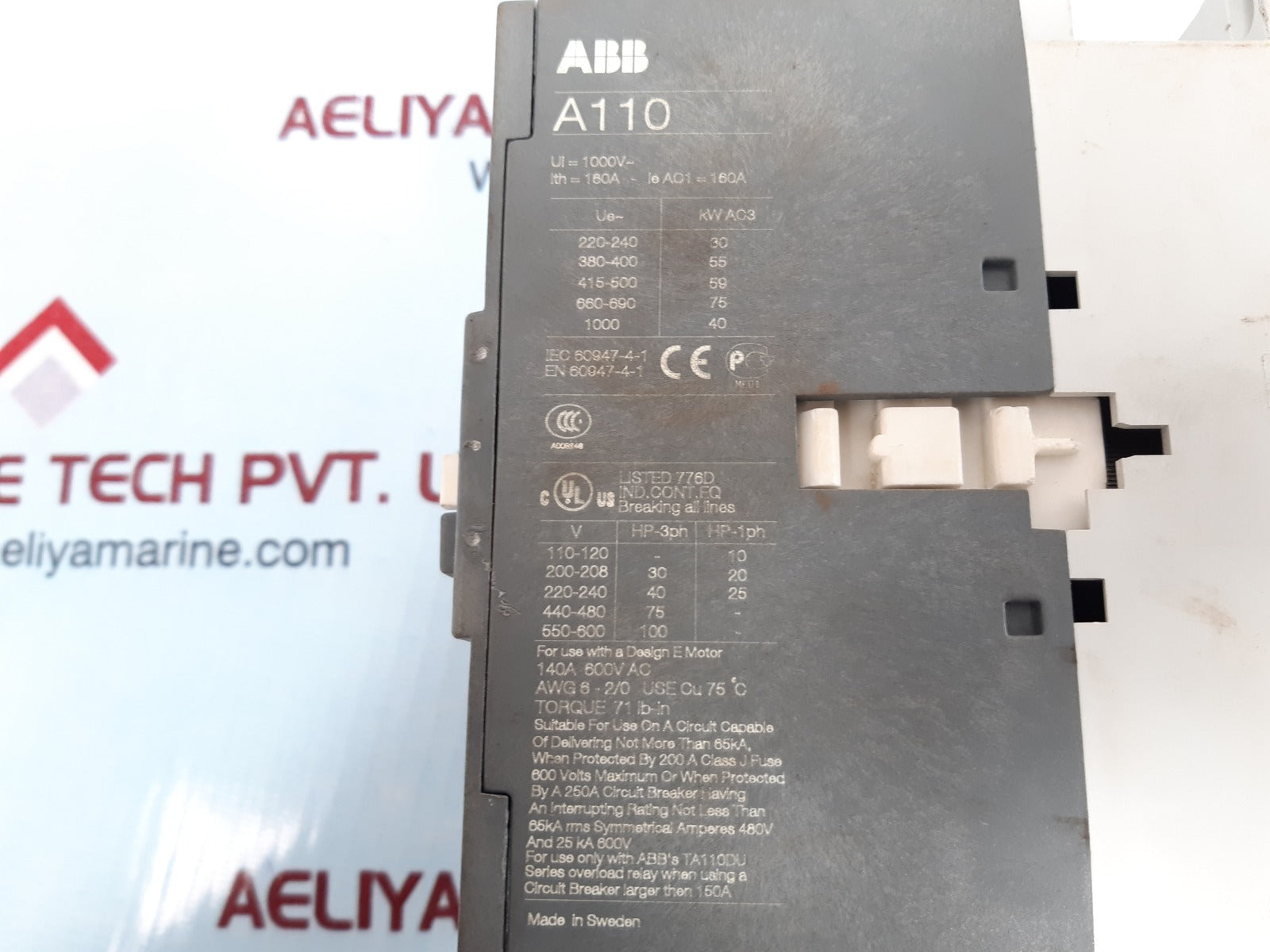 Abb a110-30 contactor 220-230v 50hz/ 230-240v 60hz