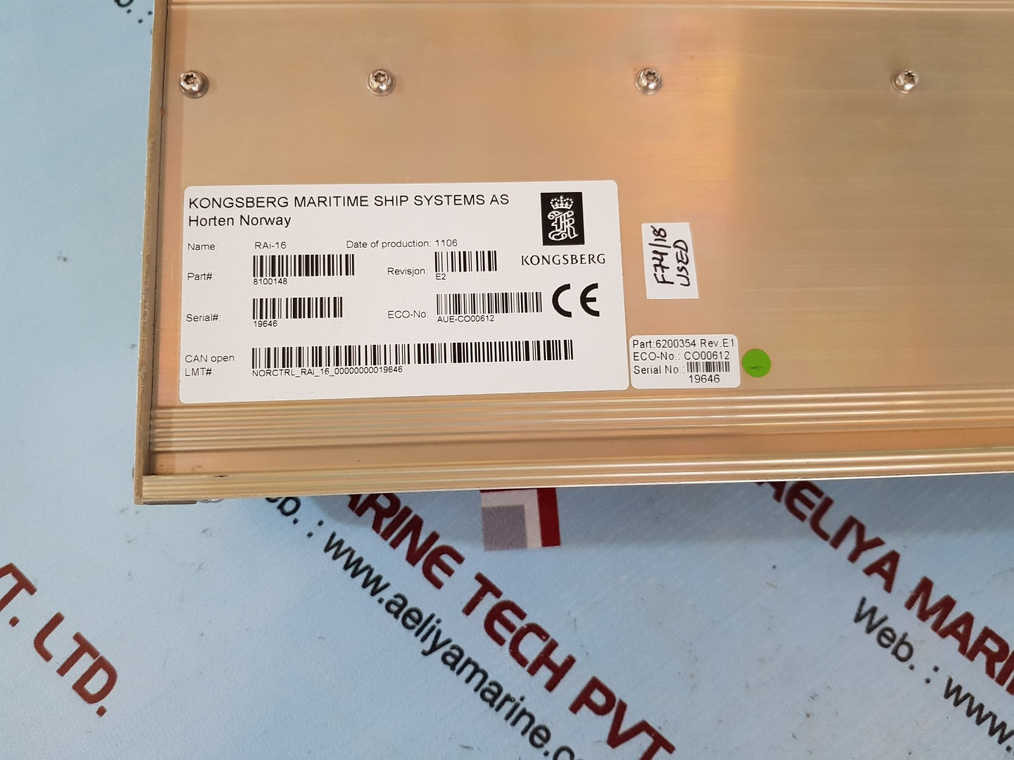Kongsberg rai-16 8100148 analog i/o module 6200354 rev.e1