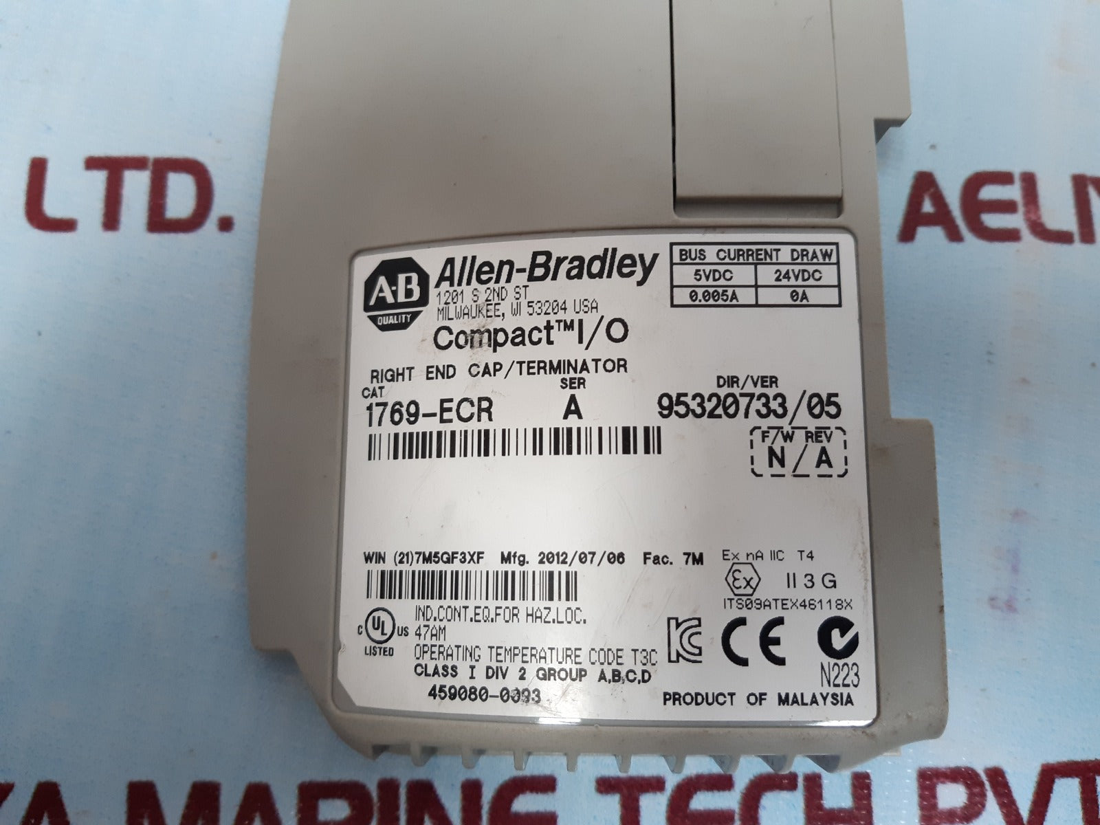 Allen-bradley 1769-ecr right end cap/terminator ser A