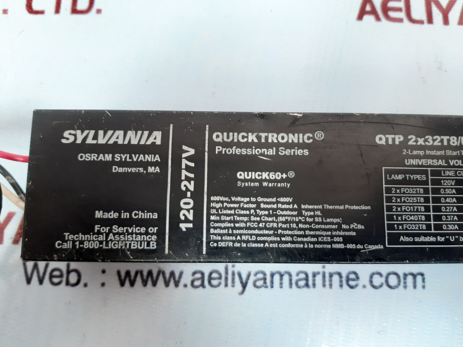 Sylvania osram quicktronic qtp2x32t8/unv isn-sc lamp ballast 120-277v