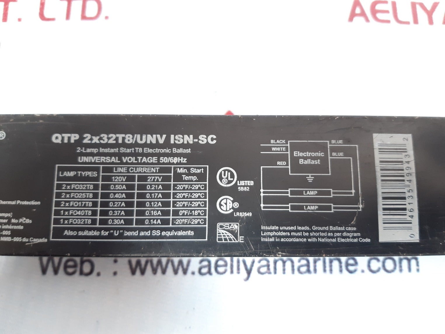 Sylvania osram quicktronic qtp2x32t8/unv isn-sc lamp ballast 120-277v