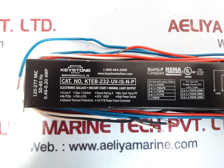 Keystone kteb-232-uv-is-n-p electronic ballast