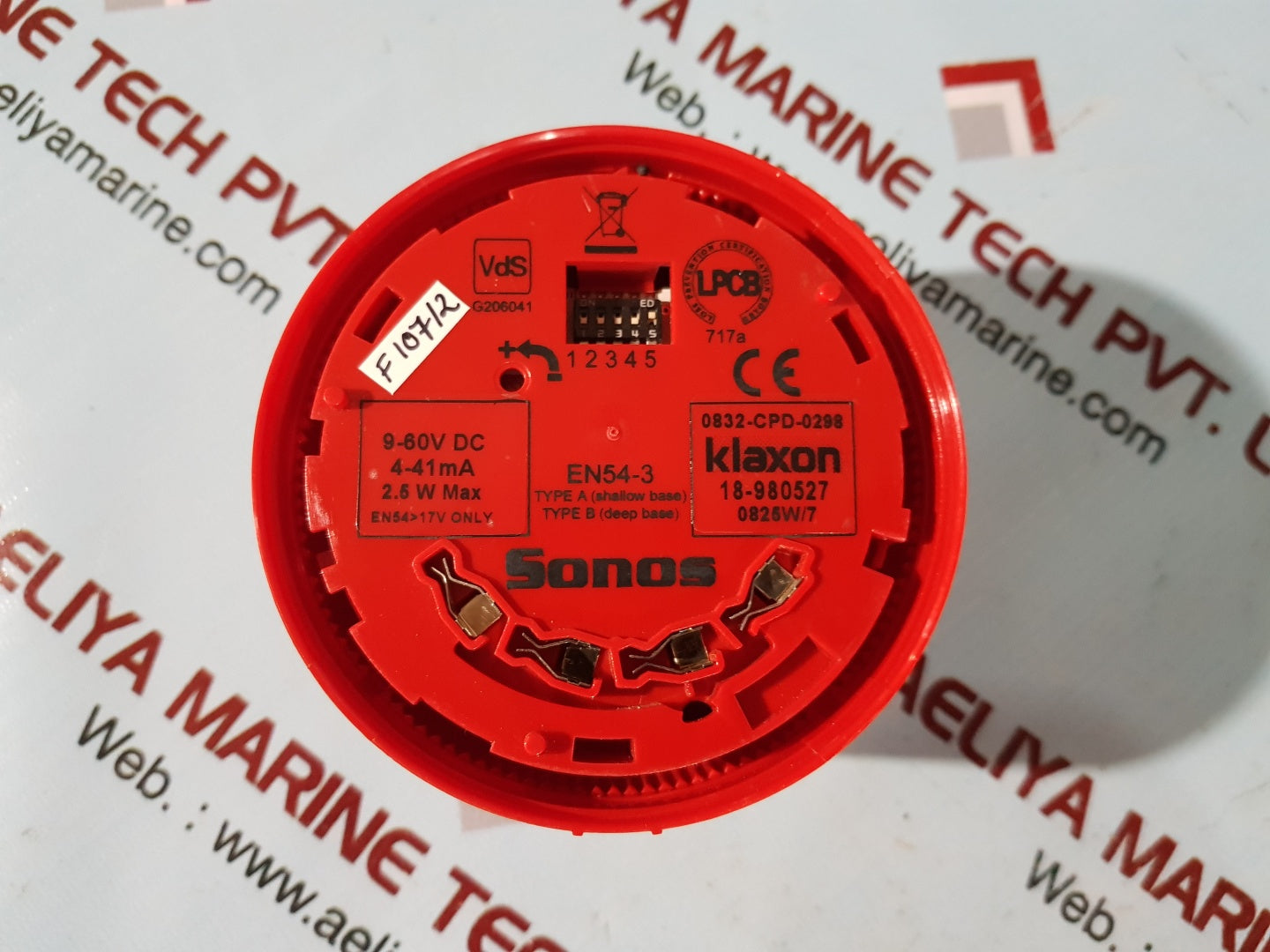 Klaxon sonos 0832-cpd-0298 sounder with deep timesever base 