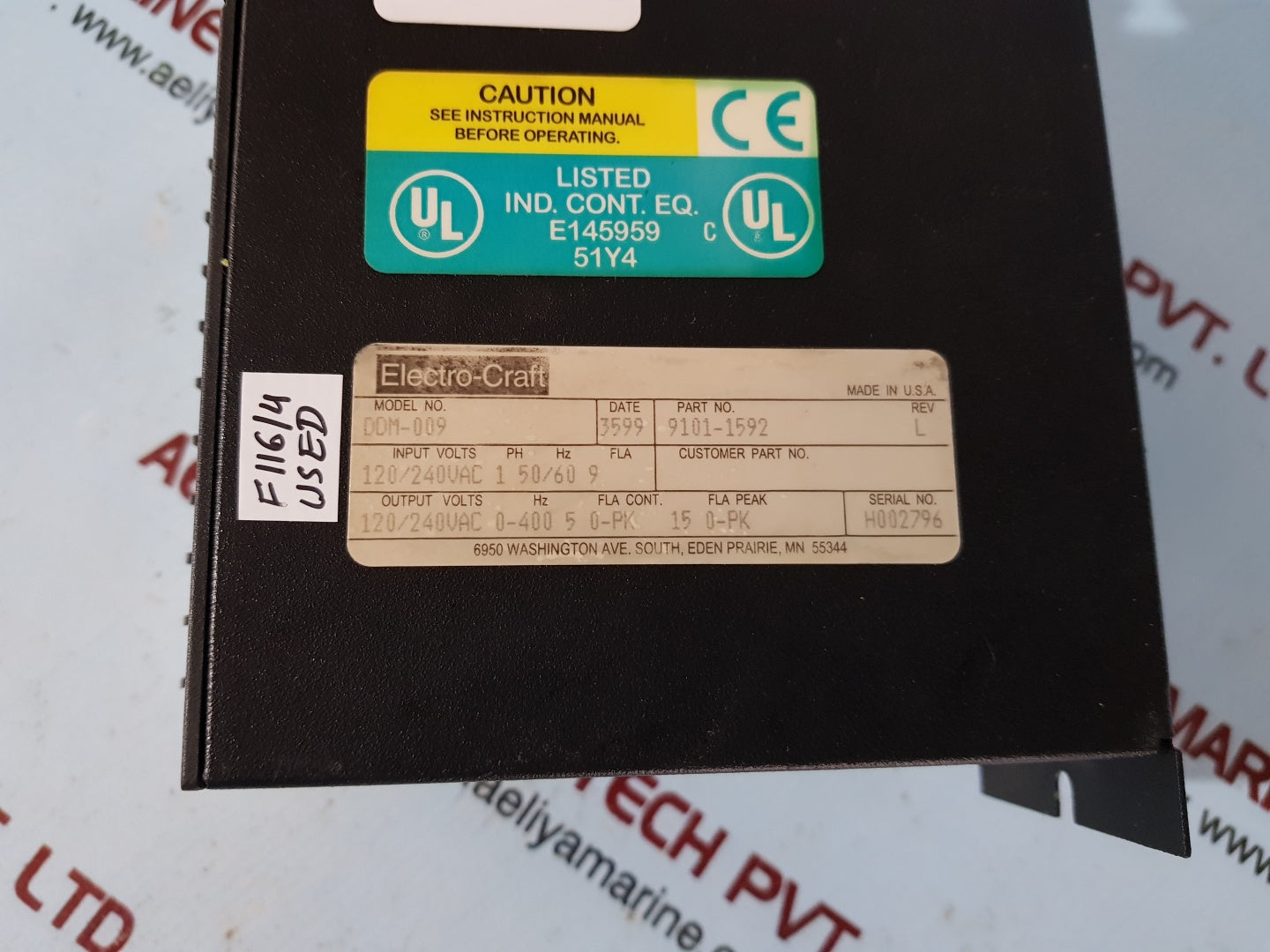 Electro-craft bru-series ddm-009 servo drive controller 9101-1592