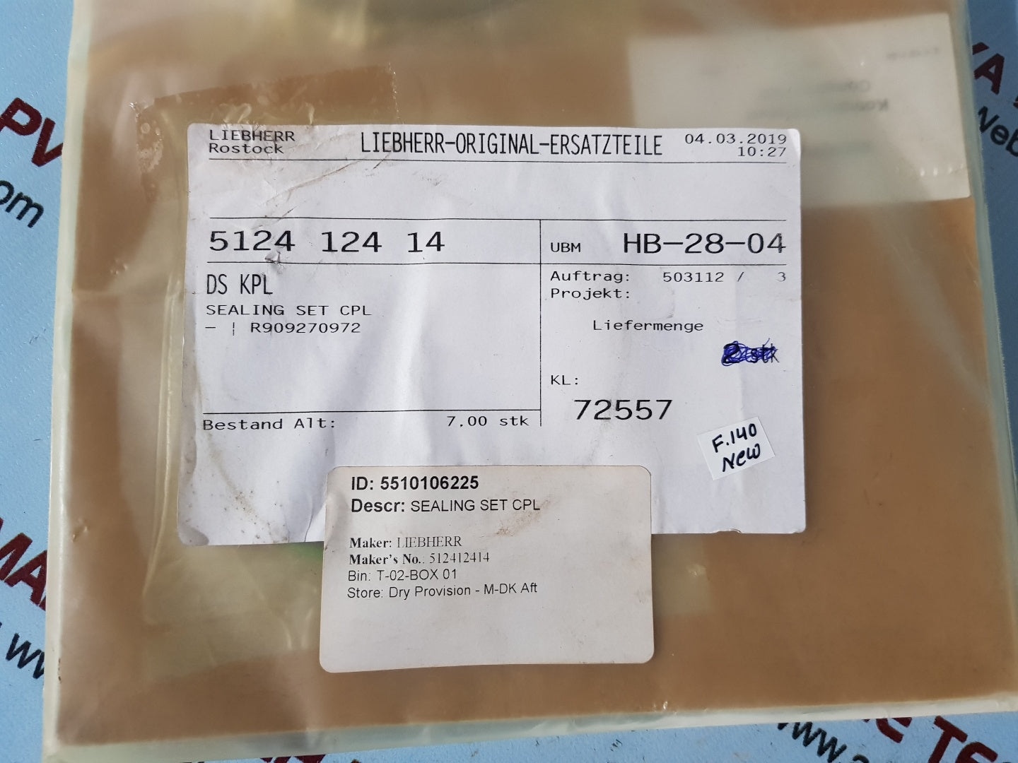 Liebherr 512412414 sealing set cpl