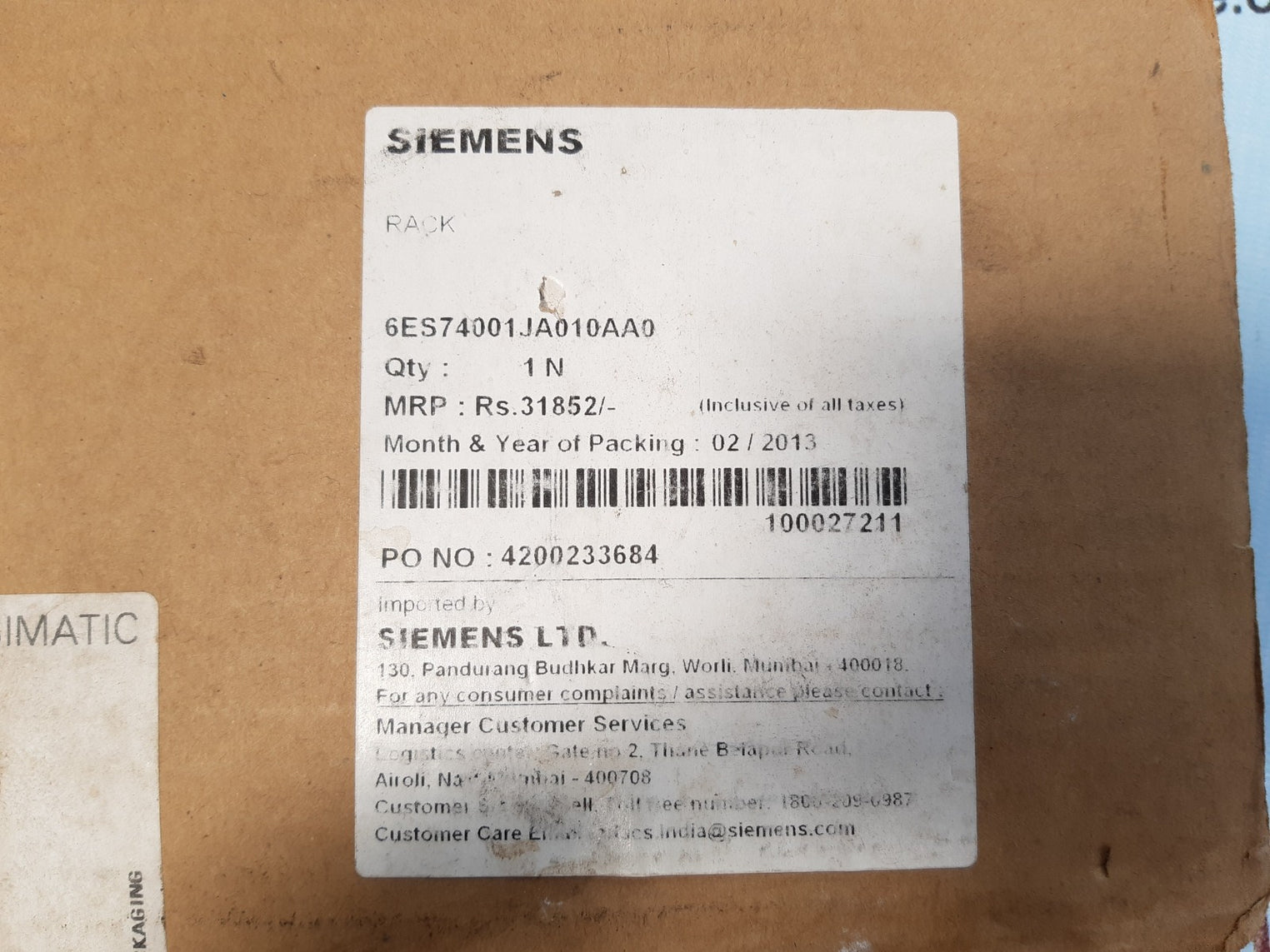 Siemens 6es74001ja010aa0 rack