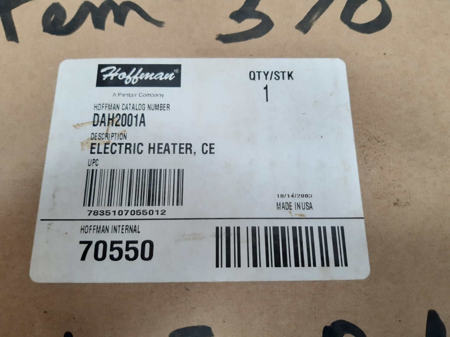 Hoffman dah2001a electric heater