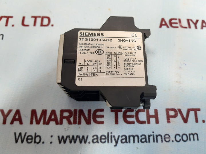Siemens 3tg1001-0ag2 3no+1nc contactor