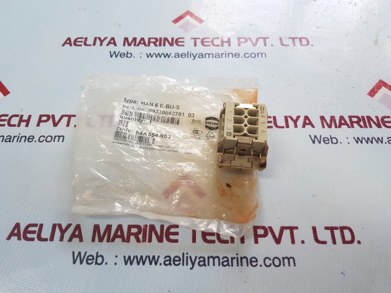 Set of 2x Harting han 6 e-bu-s female connector 09330062701 15a 500v