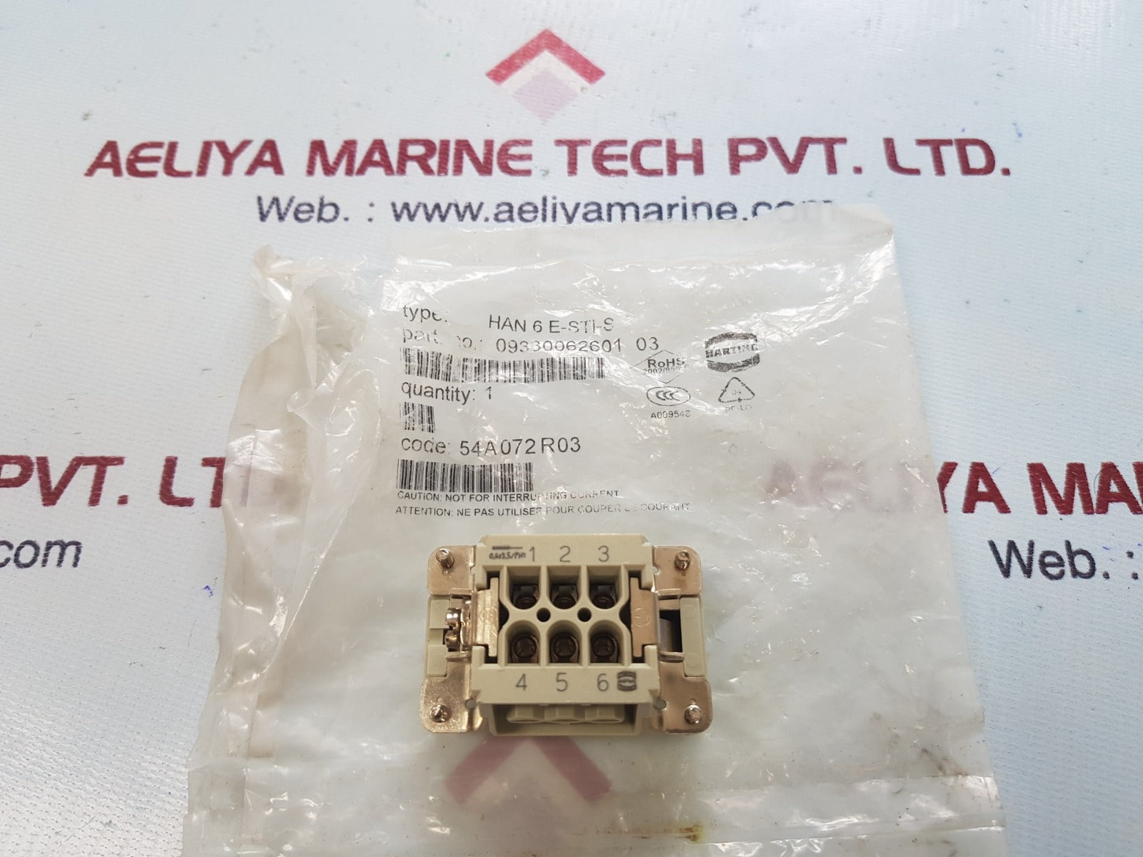 Set of 2x Harting han 6 e-sti-s connector 09330062601