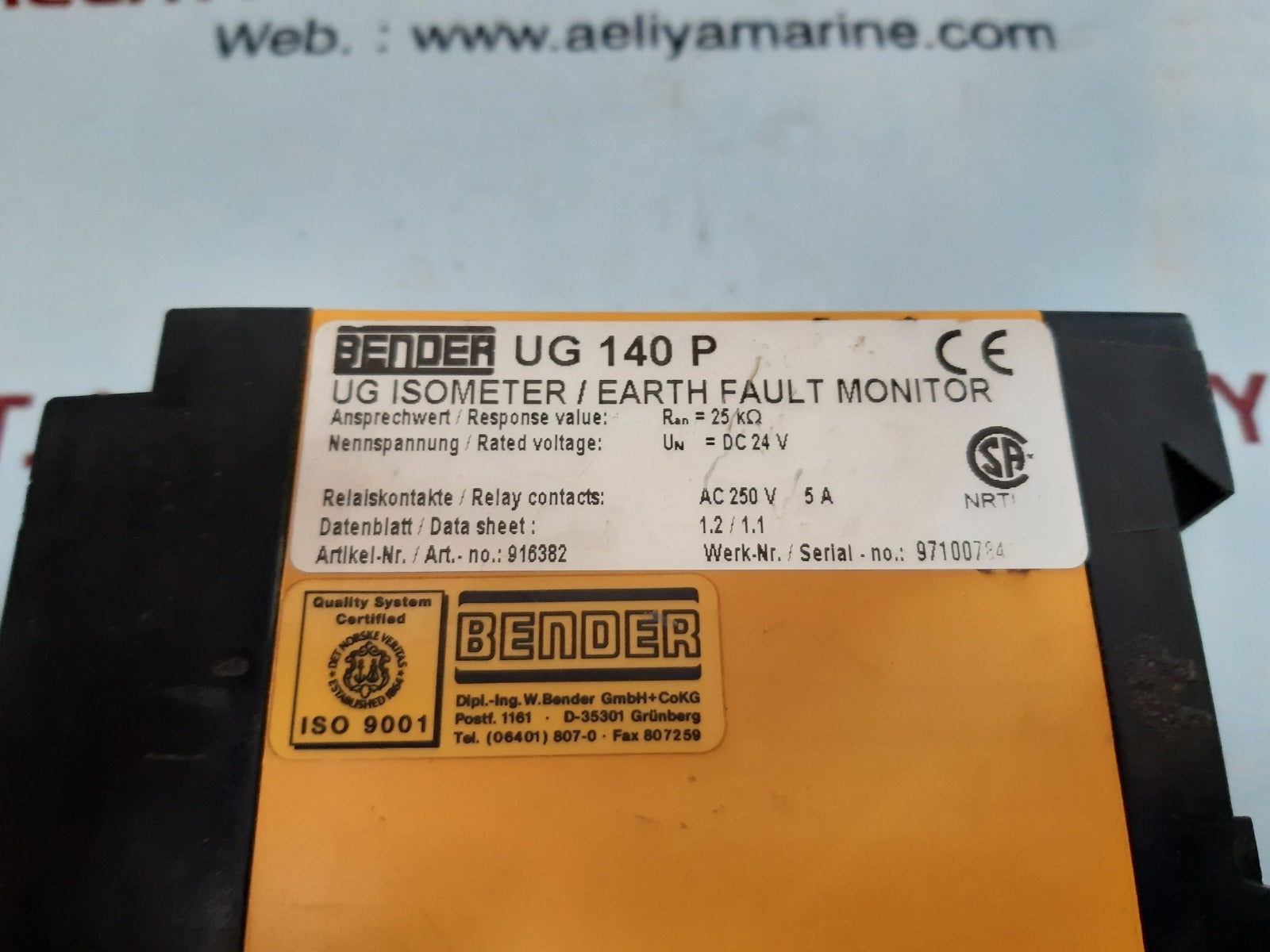 Bender ug 140 p isolation monitor