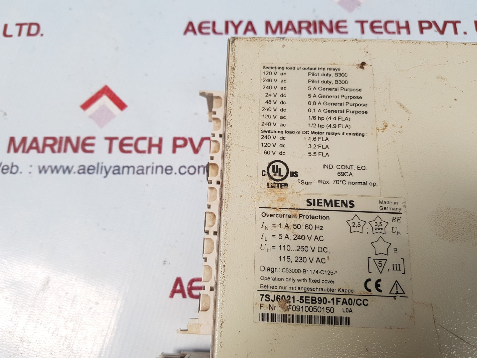 Siemens 7sj6021-5eb90-1fa0/cc relay overcurrent module