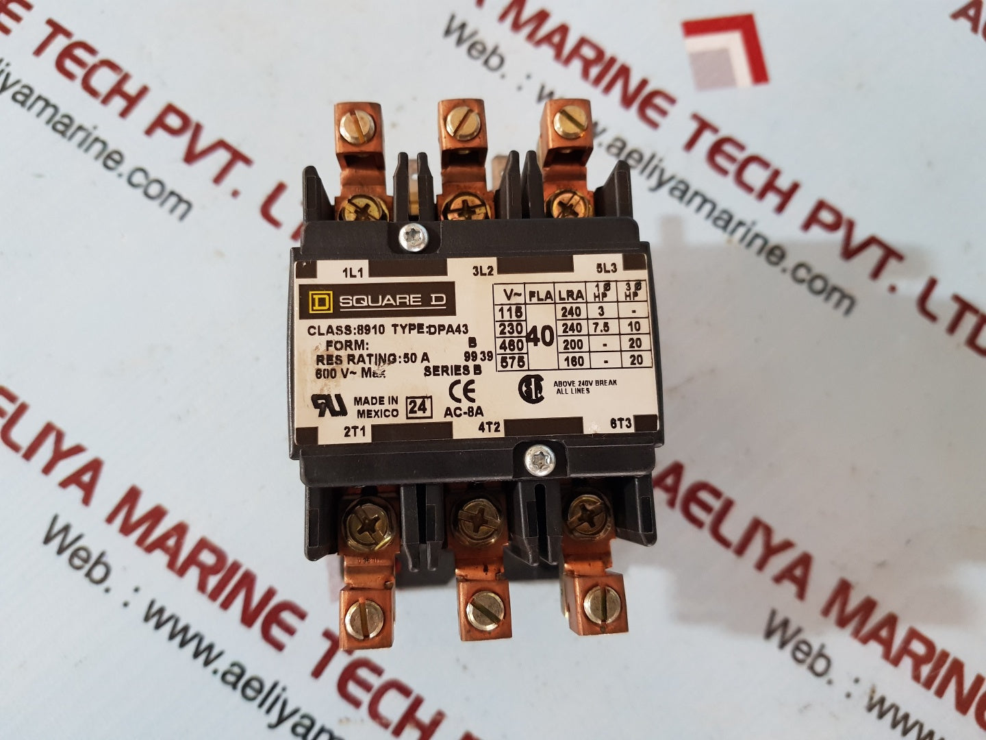 Square D 8910 dpa43 definite purpose contactor 3 pole