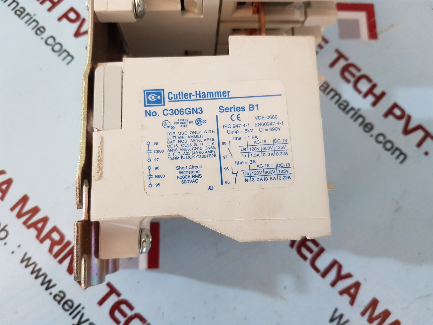 Cutler-hammer ae16jno contactor with c306gn3 thermal overload relay 